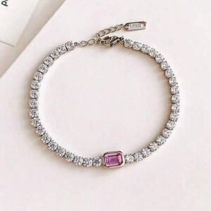 Elegant Silver and Pink Bracelet N1477